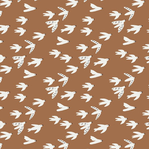 birds  fabric - swallows nursery fabric - sfx1336 pecan