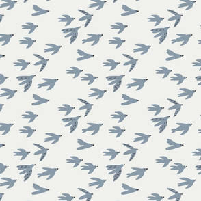 birds  fabric - swallows nursery fabric - sfx4013 denim