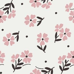 sweet flower fabric - vintage feedsack floral -sfx1611 powder pink