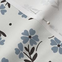sweet flower fabric - vintage feedsack floral -sfx4013 denim