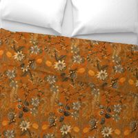 12" Vintage Passiflora Flowers Sepia Orange