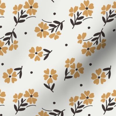 sweet flower fabric - vintage feedsack floral -sfx1144 oak leaf