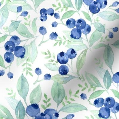 10"  watercolor summer forest blueberries 