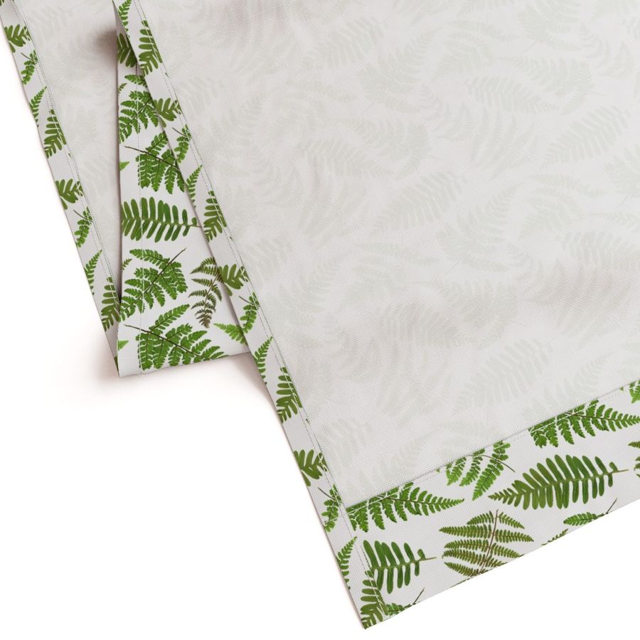 8" Pressed and dried Fern leaves - fern fabric, fern pattern on white 