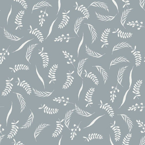 SMALL leaves fabric - quarry, sfx4305, dusty blue leaves, modern fabric