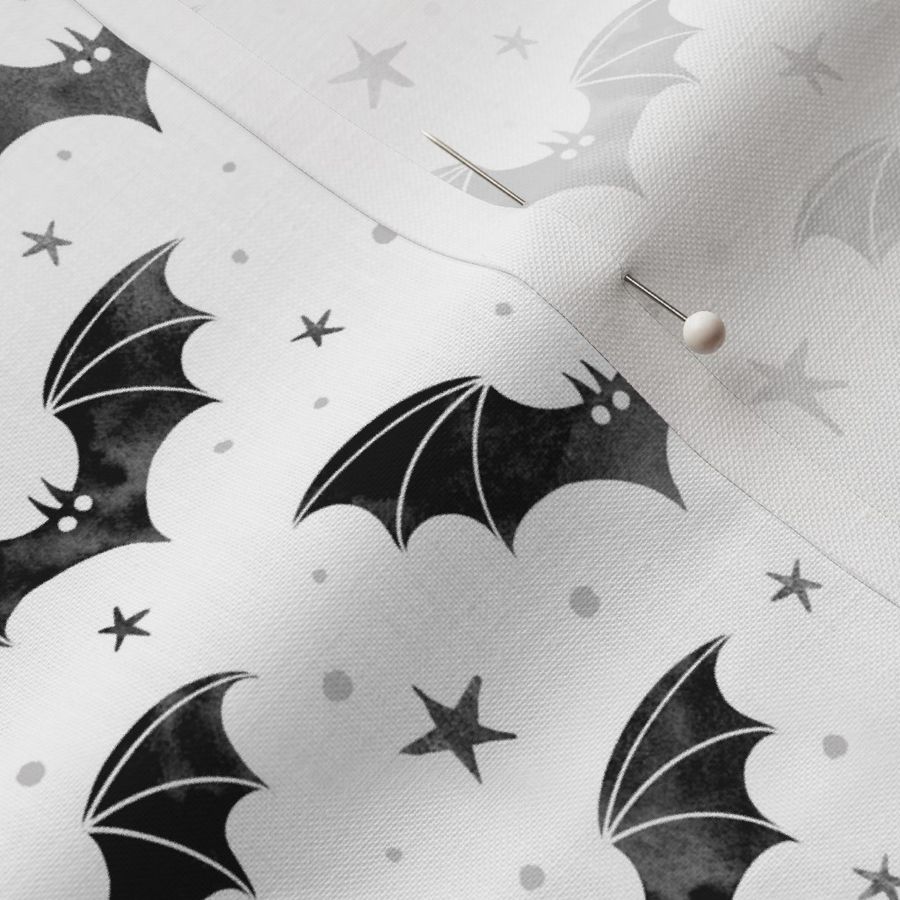 Watercolor Bats Black on White