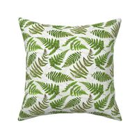 6" Pressed and dried Fern leaves - fern fabric, fern pattern on white  double layer