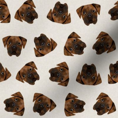 brindle boxer dogs fabric - dog fabric, brindle boxer - tan
