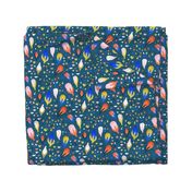 Large Navy Buds Abstract Seamless Repeat Pattern