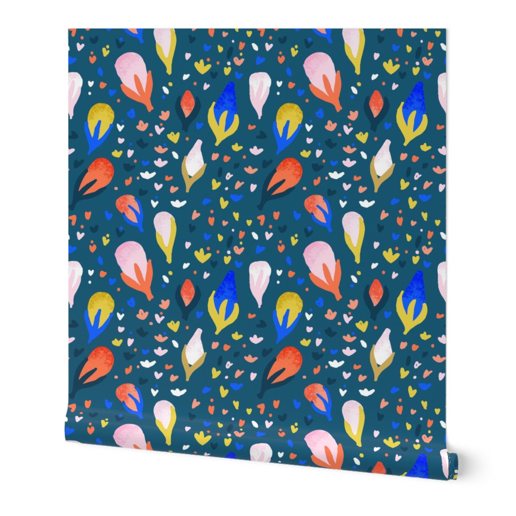 Tiny Navy Buds Abstract Seamless Repeat Pattern