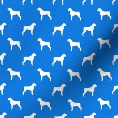 boxer dog silhouette fabric - bright blue