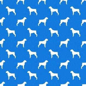 boxer dog silhouette fabric - bright blue