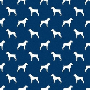 boxer dog silhouette fabric - navy