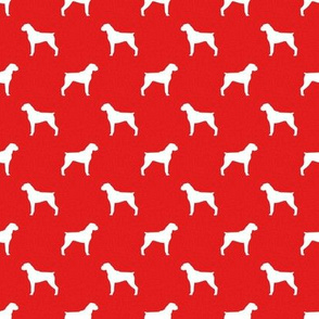 boxer dog silhouette fabric -red