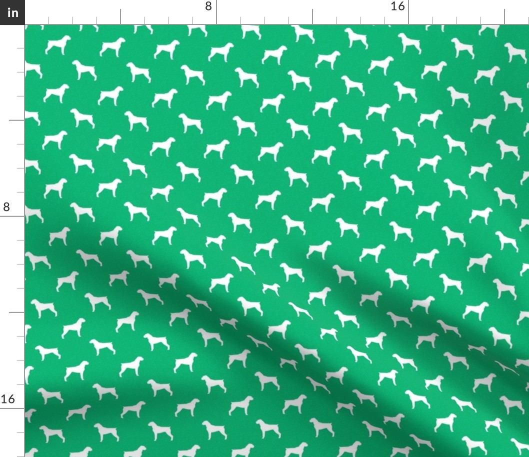 boxer dog silhouette fabric -green