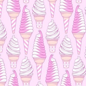 Classic Soft Serve Strawberry Ice Cream Cones