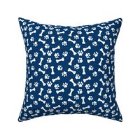 bones and paws fabric - dog bones and paw prints - navy