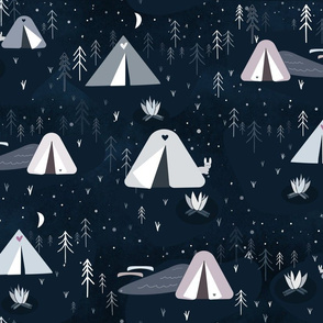 Midnight Blue Camp Site in the Woods