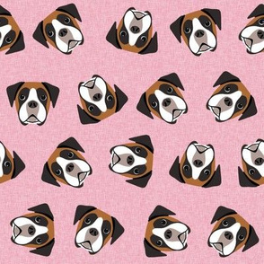 fawn boxer dog - boxer dog fabric, dog fabric - pink