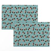 fawn boxer dog - boxer dog fabric, dog fabric - blue