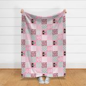 fawn boxer dog quilt - cheater quilt, dog quilt fabric - pink