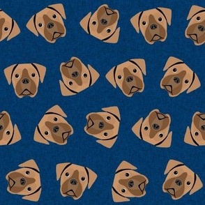 fawn boxer dog - dog fabric, boxer dog fabric - navy