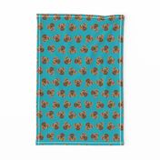 fawn boxer dog - dog fabric, boxer dog fabric - turquoise