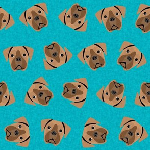 fawn boxer dog - dog fabric, boxer dog fabric - turquoise
