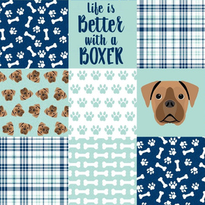 fawn boxer dog cheater quilt - dog quilt, wholecloth  - mint