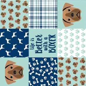 fawn boxer dog cheater quilt - dog quilt, wholecloth  - mint