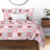 fawn boxer dog cheater quilt - dog quilt, wholecloth  - pink