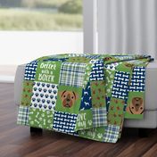 fawn boxer dog cheater quilt - dog quilt, wholecloth  - green