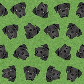 black boxer dog fabric -dog fabric, boxer dog - green
