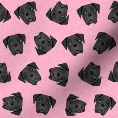 black boxer dog fabric -dog fabric, boxer dog - pink