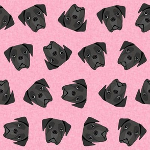black boxer dog fabric -dog fabric, boxer dog - pink