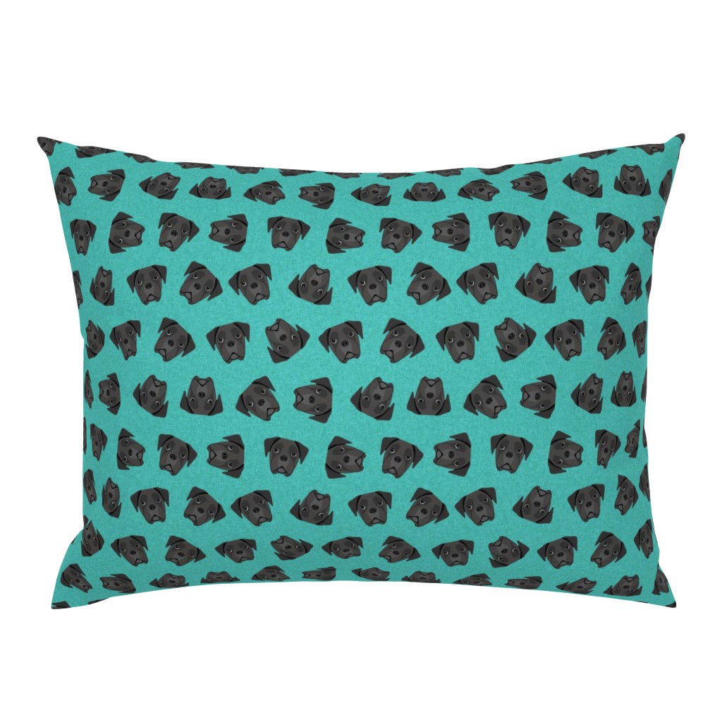 black boxer dog fabric -dog fabric, boxer dog - turquoise