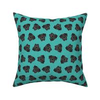 black boxer dog fabric -dog fabric, boxer dog - turquoise