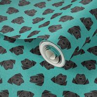 black boxer dog fabric -dog fabric, boxer dog - turquoise