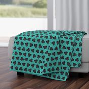 black boxer dog fabric -dog fabric, boxer dog - turquoise