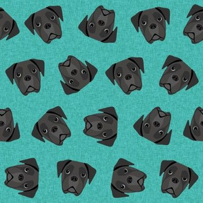 black boxer dog fabric -dog fabric, boxer dog - turquoise