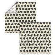 black boxer dog fabric -dog fabric, boxer dog - cream