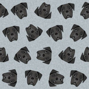 black boxer dog fabric -dog fabric, boxer dog - grey