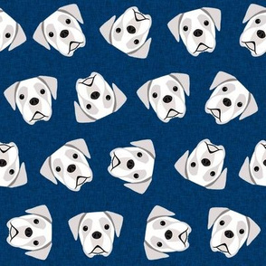 white boxer dog fabric - boxer dog, dog fabric - navy