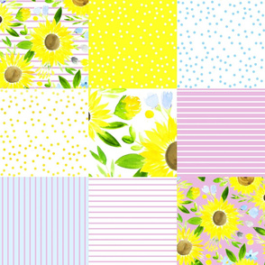 Sunflower Fields for Spring Cheater Quilt - Lilac Love