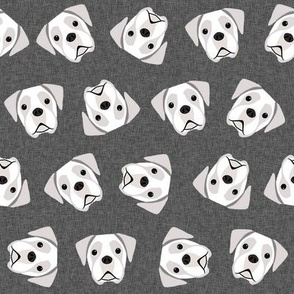 white boxer dog fabric - boxer dog, dog fabric - charcoal