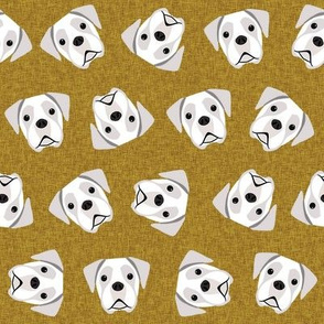white boxer dog fabric - boxer dog, dog fabric - mustard