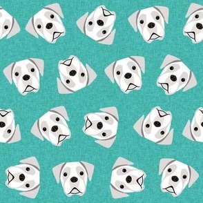 white boxer dog fabric - boxer dog, dog fabric - turquoise