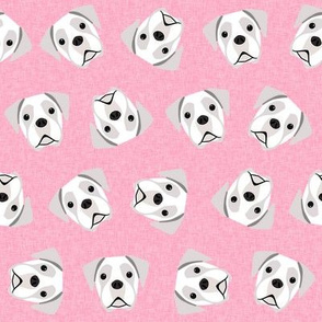 white boxer dog fabric - boxer dog, dog fabric - pink