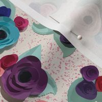 Paper Flowers on Pink Speckles by ArtfulFreddy