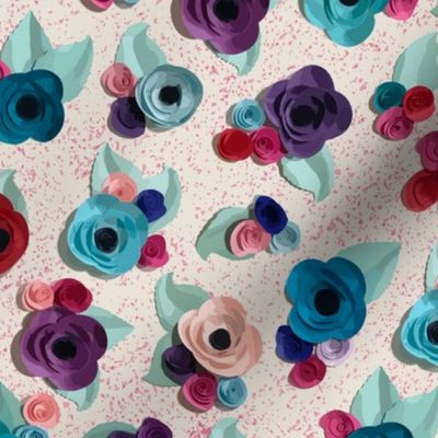 Paper Flowers on Pink Speckles by ArtfulFreddy